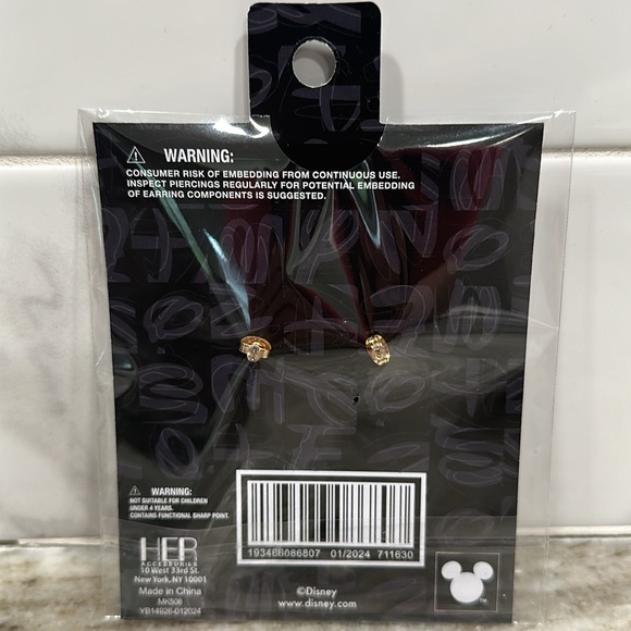 Mickey Mouse Pants ShortsStud Earrings Enamel Red & Gold Unopened Disney °O° NEW - Picture 4 of 4